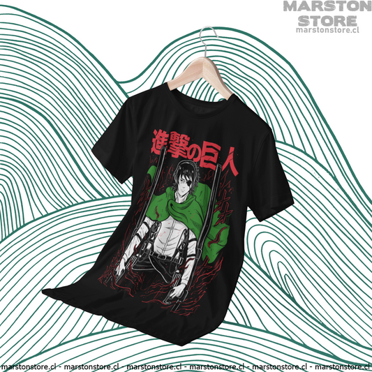 Polera negra Shingeki no Kyojin con diseño de Hange Zoë