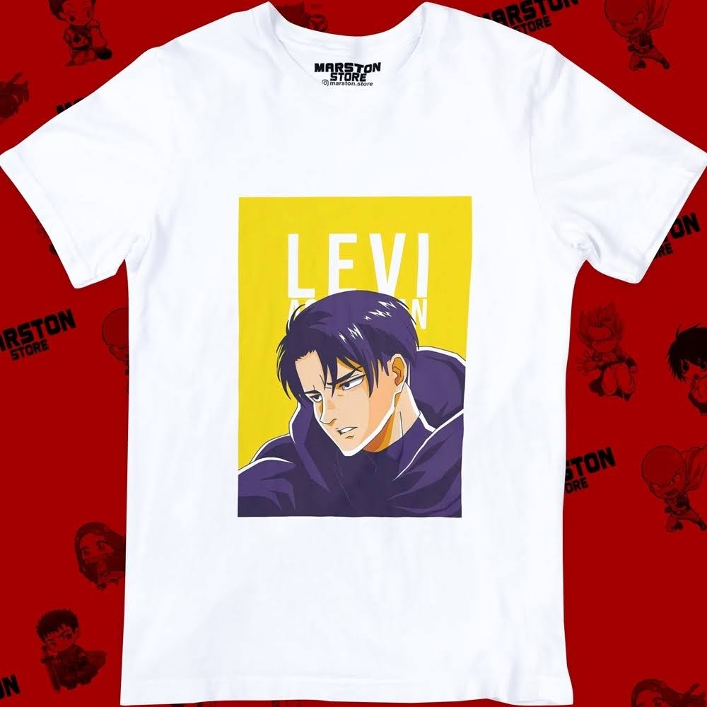 Polera blanca Shingeki no Kyojin con diseño de Levi Ackerman