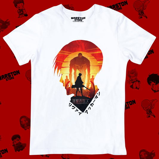 Polera blanca Shingeki no Kyojin con diseño de Levi Ackerman