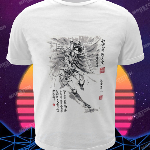 Polera blanca Shingeki no Kyojin con diseño de Levi Ackerman