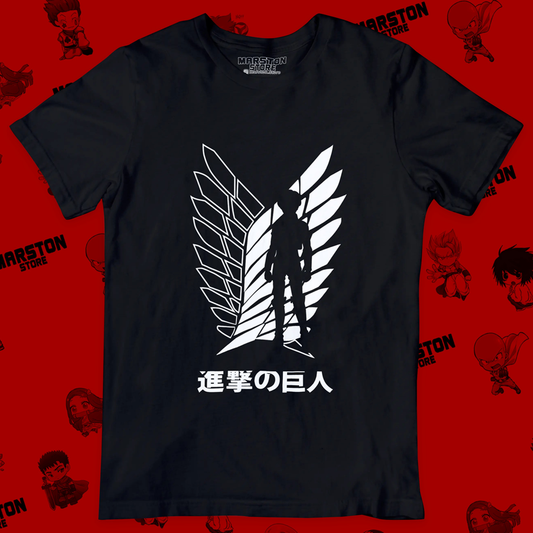 Polera negra Shingeki no Kyojin con diseño de Levi Ackerman