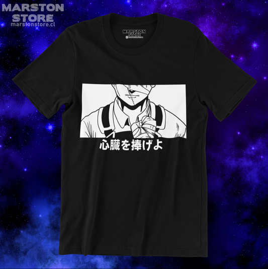 Polera negra Shingeki no Kyojin con diseño de Levi Ackerman