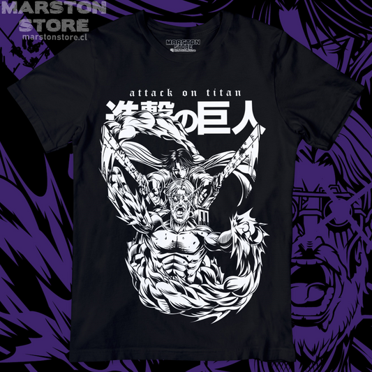 Polera negra Shingeki no Kyojin con Levi Ackerman y Zeke Jaeger