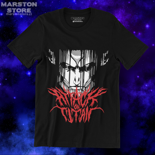 Polera negra con diseño de Shingeki no Kyojin