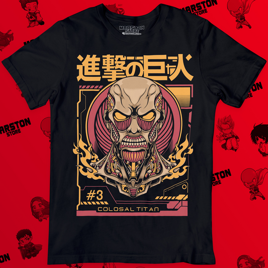 Polera negra con diseño de Shingeki no Kyojin