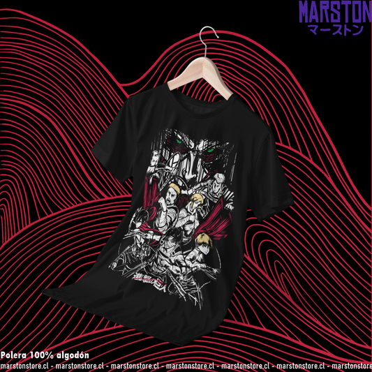 Polera negra con diseño de Shingeki no Kyojin