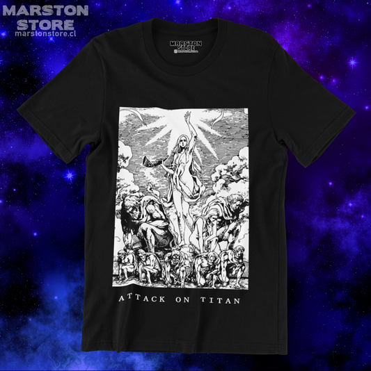 Polera negra Shingeki no Kyojin con diseño de los Nueve Titanes