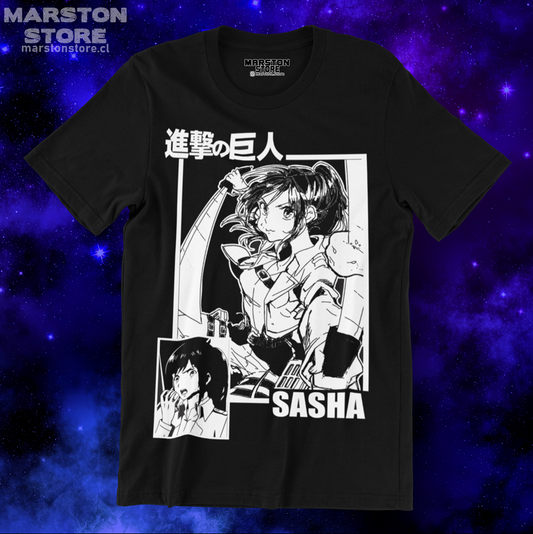 Polera negra Shingeki no Kyojin con diseño de Sasha Blouse