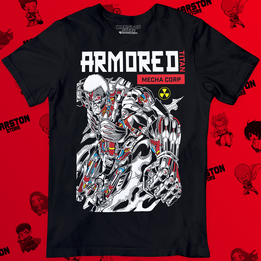Polera negra Shingeki no Kyojin con diseño del Titán Acorazado