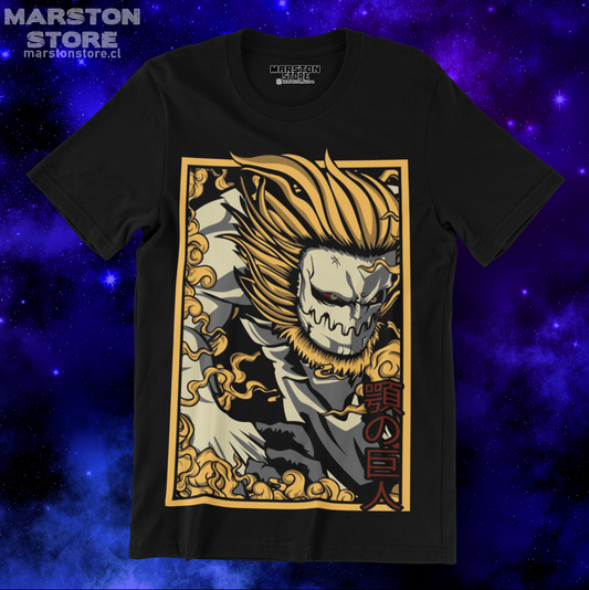 Polera negra Shingeki no Kyojin con diseño del Titán Mandíbula