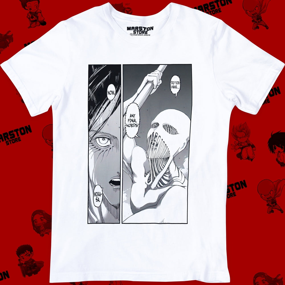 Polera blanca Shingeki no Kyojin con diseño del Titán Martillo de Guerra