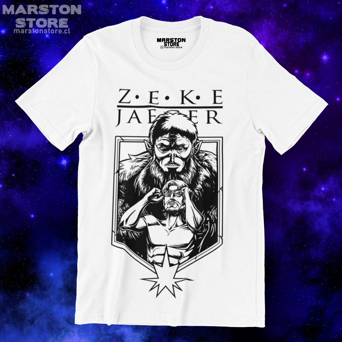 Polera blanca Shingeki no Kyojin con diseño de Zeke Jaeger