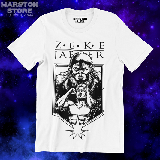 Polera blanca Shingeki no Kyojin con diseño de Zeke Jaeger