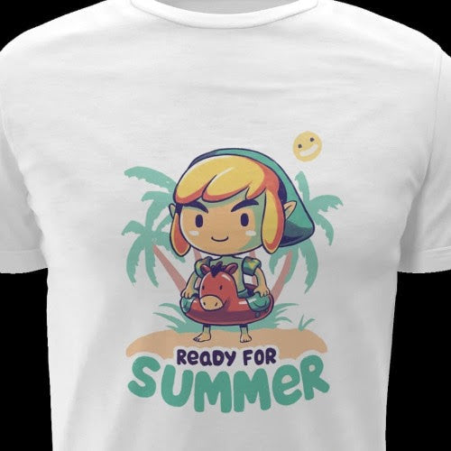 Polera blanca The Legend of Zelda con diseño de Link