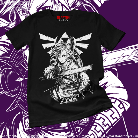Polera negra The Legend of Zelda con diseño de Link