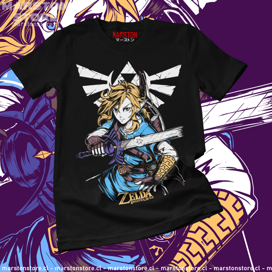 Polera negra The Legend of Zelda con diseño de Link