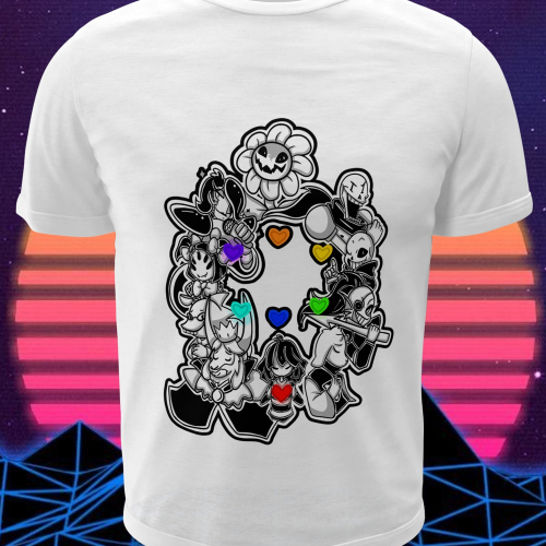Polera blanca con diseño de Undertale