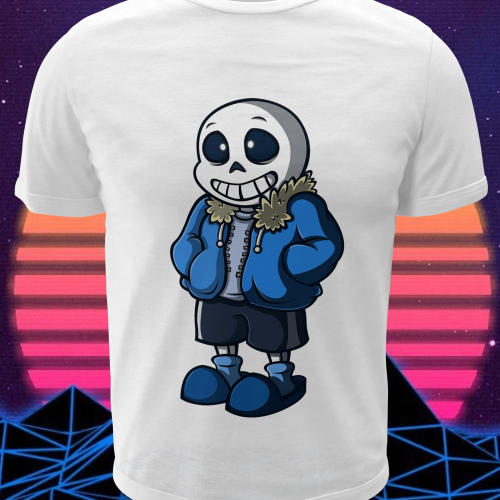 Polera blanca con diseño de Undertale