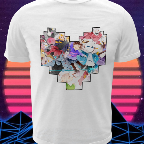 Polera blanca con diseño de Undertale