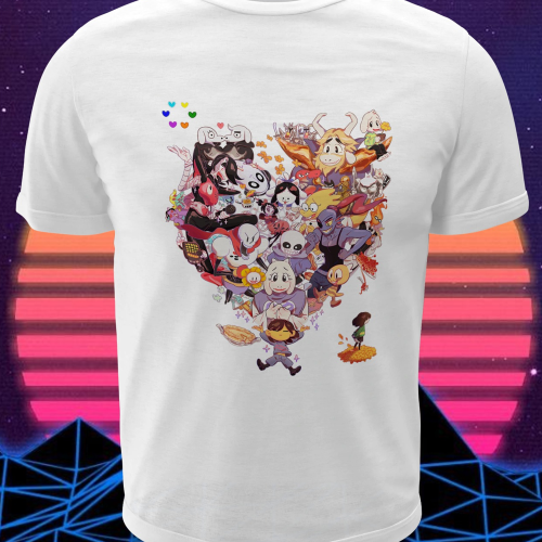 Polera blanca con diseño de Undertale