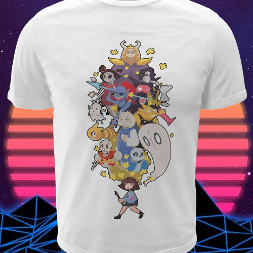 Polera blanca con diseño de Undertale