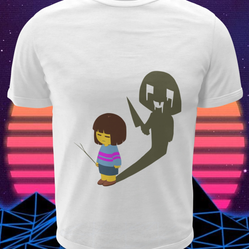 Polera blanca con diseño de Undertale
