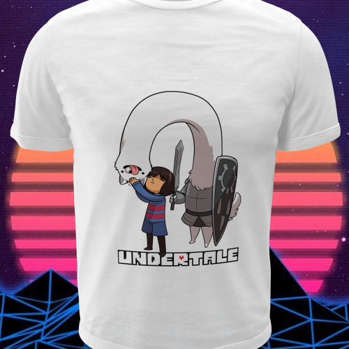 Polera blanca con diseño de Undertale