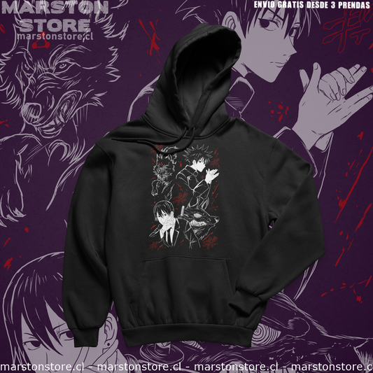 Polerón crossover Chainsaw Man x Jujutsu Kaisen con Megumi Fushiguro y Aki