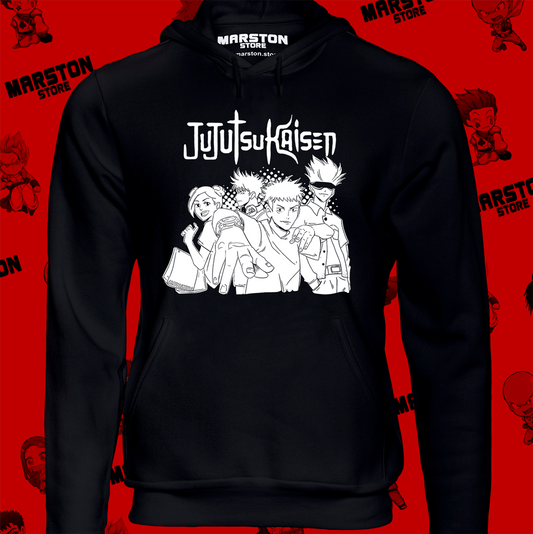 Polerón Jujutsu Kaisen con Satoru Gojo, Yuji Itadori, Nobara Kugisaki y Megumi Fushiguro