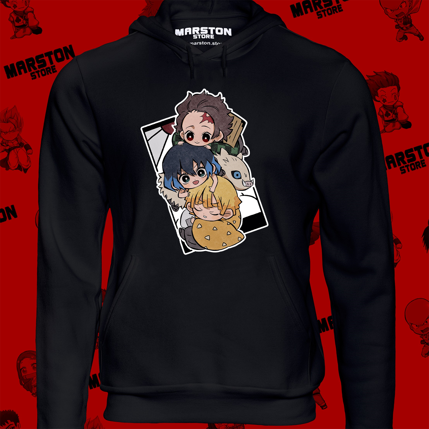 Polerón Kimetsu no Yaiba Demon Slayer con Tanjiro Kamado, Inosuke Hashibira y Zenitsu Agatsuma