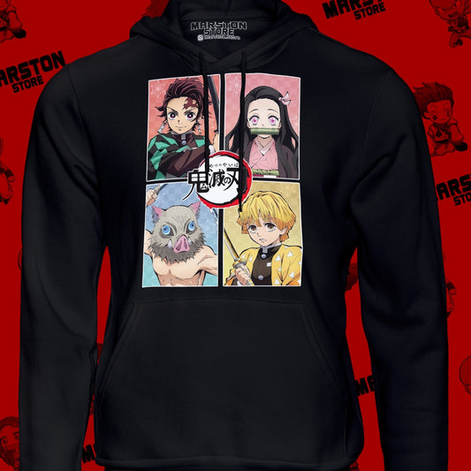 Polerón Kimetsu no Yaiba Demon Slayer con Tanjiro Kamado, Nezuko Kamado, Inosuke Hashibira y Zenitsu Agatsuma