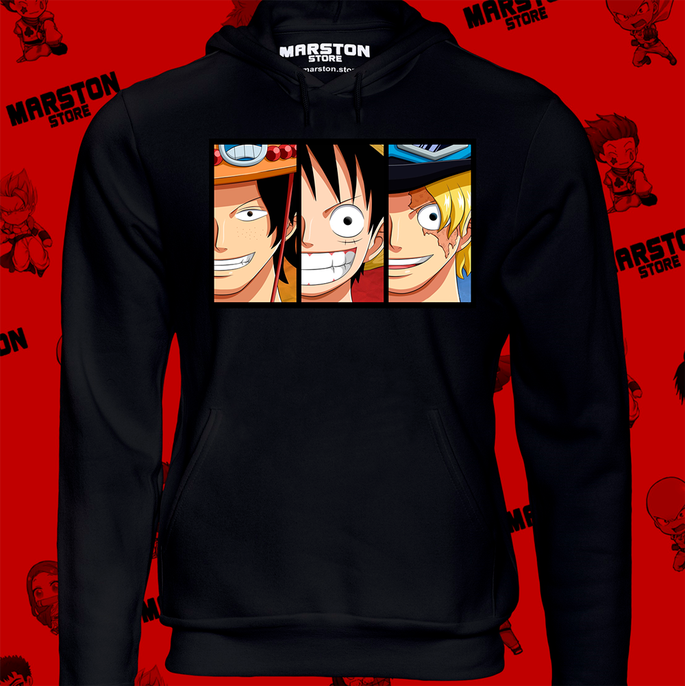 Polerón One Piece con Monkey D. Luffy, Portgas D. Ace y Sabo