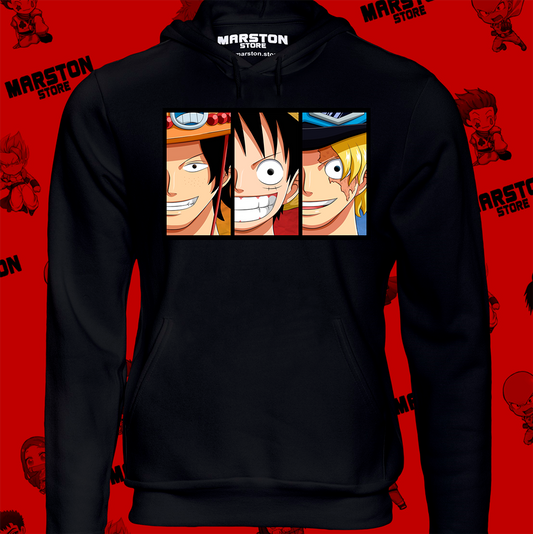 Polerón One Piece con Monkey D. Luffy, Portgas D. Ace y Sabo